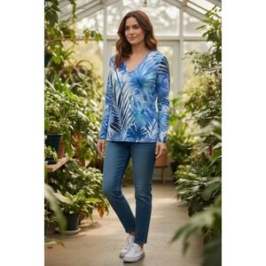 Karen Kane Lifestyle womens Medium sheer floral top